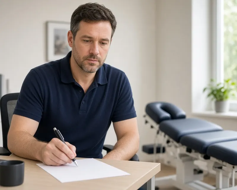 Chiropractor reviewing marketing copy before approval