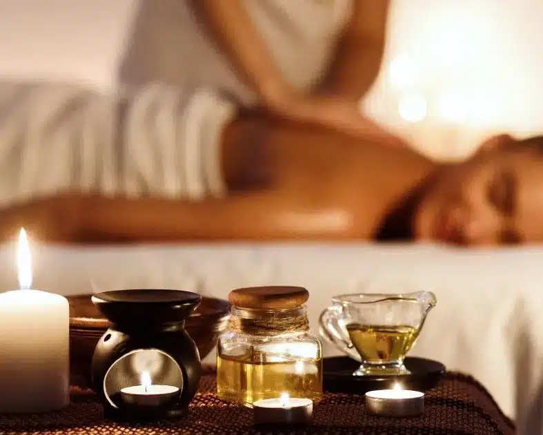 Relaxing wellness treatment with candles Relaxing wellness treatment with candles